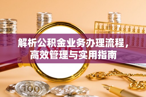 雾峰解析公积金业务办理流程，高效管理与实用指南