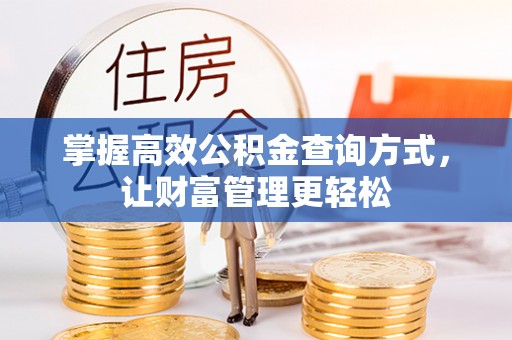 雾峰掌握高效公积金查询方式，让财富管理更轻松
