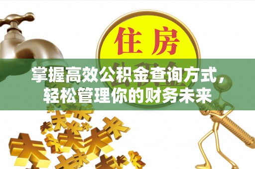 雾峰掌握高效公积金查询方式，轻松管理你的财务未来
